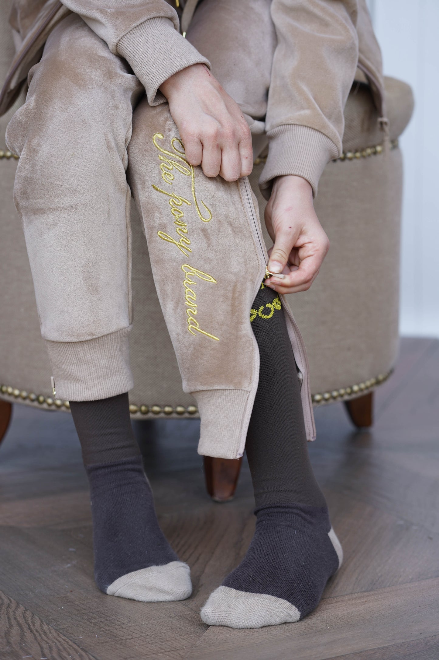 Velvet Joggings broek Beige