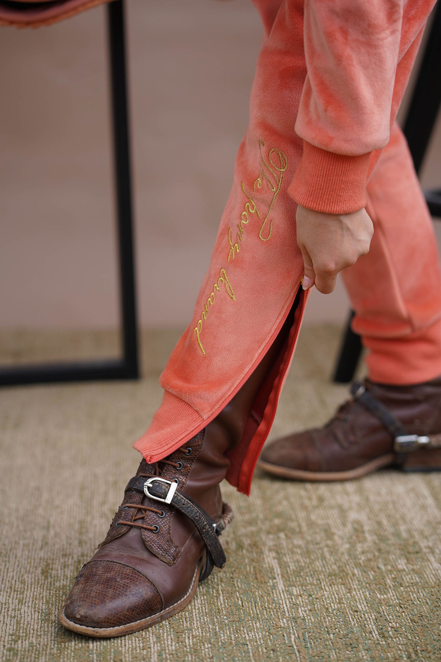 Velvet Joggings broek Royal Orange