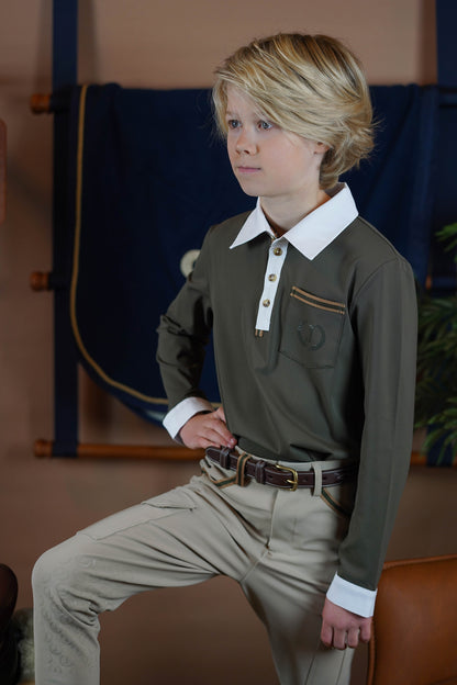 Showshirt Boys Long Sleeves Dexter Khaki Taupe