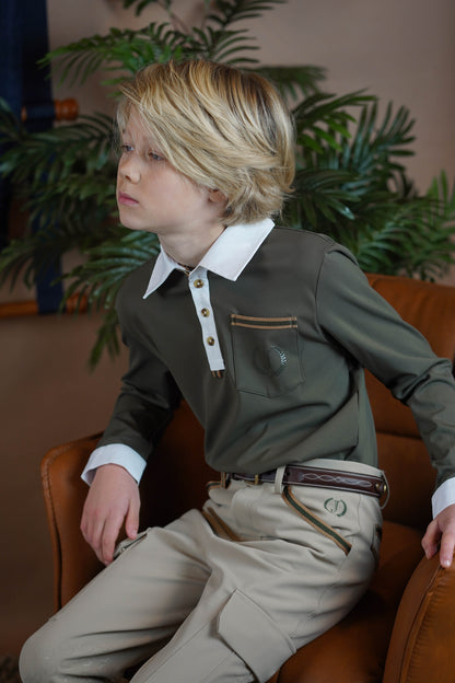 Showshirt Boys Long Sleeves Dexter Khaki Taupe