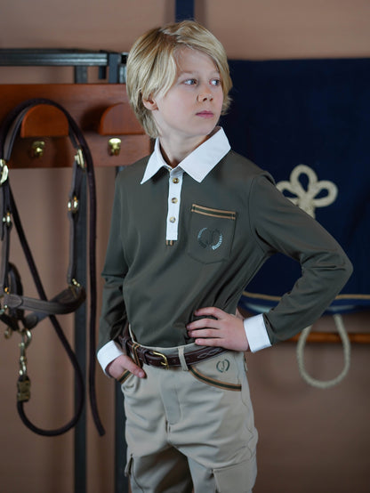 Showshirt Boys Long Sleeves Dexter Khaki Taupe
